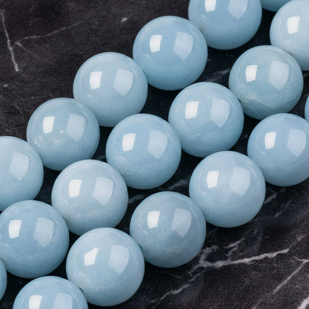 Natural Aquamarine Chalcedony — Round Beads 6/8/10/12mm | Strand ~38 cm