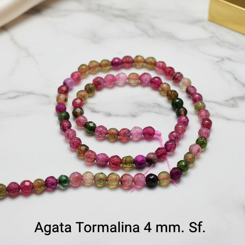 Natural Faceted Agate 4mm — Various Colors | Strand ~37 cm