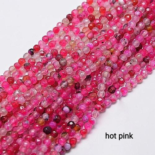 Natural Faceted Agate 4mm — Various Colors | Strand ~37 cm