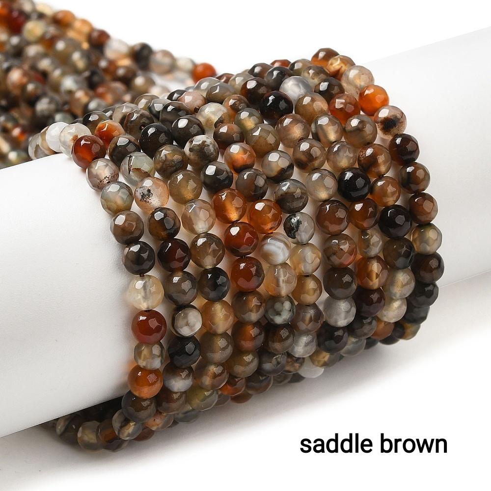 Natural Faceted Agate 4mm — Various Colors | Strand ~37 cm