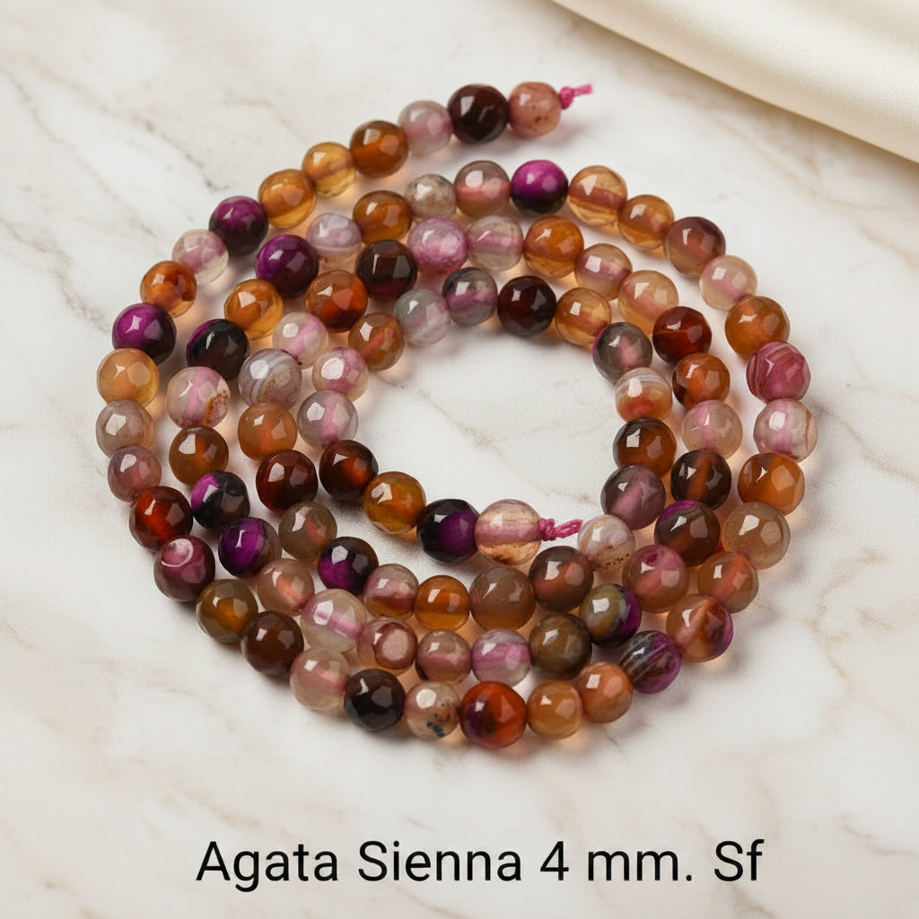 Natural Faceted Agate 4mm — Various Colors | Strand ~37 cm