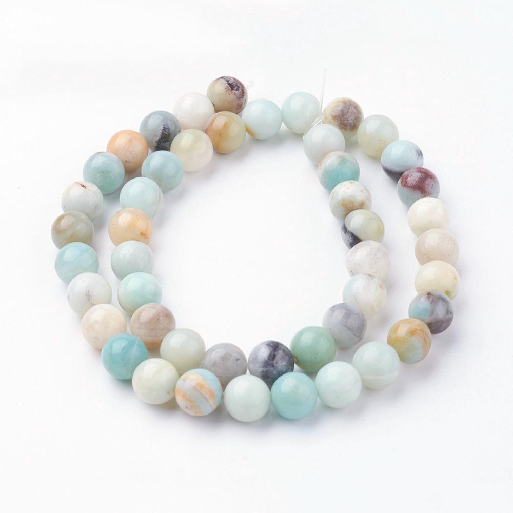 Natural Amazonite Flower — Round Beads 4/6/8/10mm | Strand ~38 cm