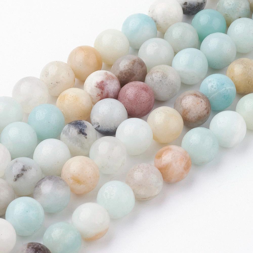Natural Amazonite Flower — Round Beads 4/6/8/10mm | Strand ~38 cm