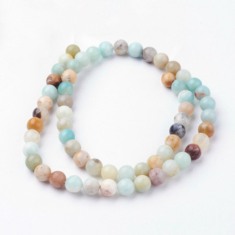 Natural Amazonite Flower — Round Beads 4/6/8/10mm | Strand ~38 cm