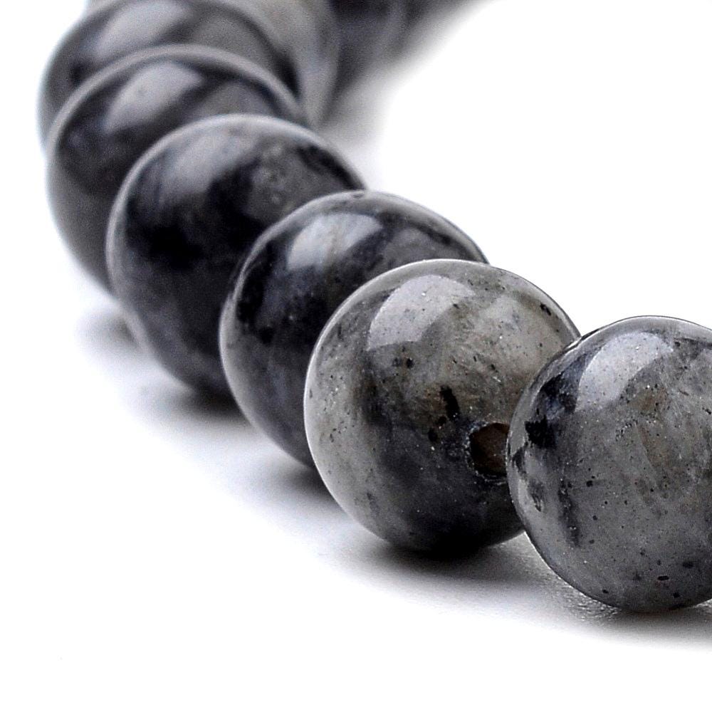 Natural Larvikite (Black Labradorite) — Round Beads 6/8mm | Strand ~38 cm