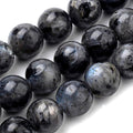 Natural Larvikite (Black Labradorite) — Round Beads 6/8mm | Strand ~38 cm
