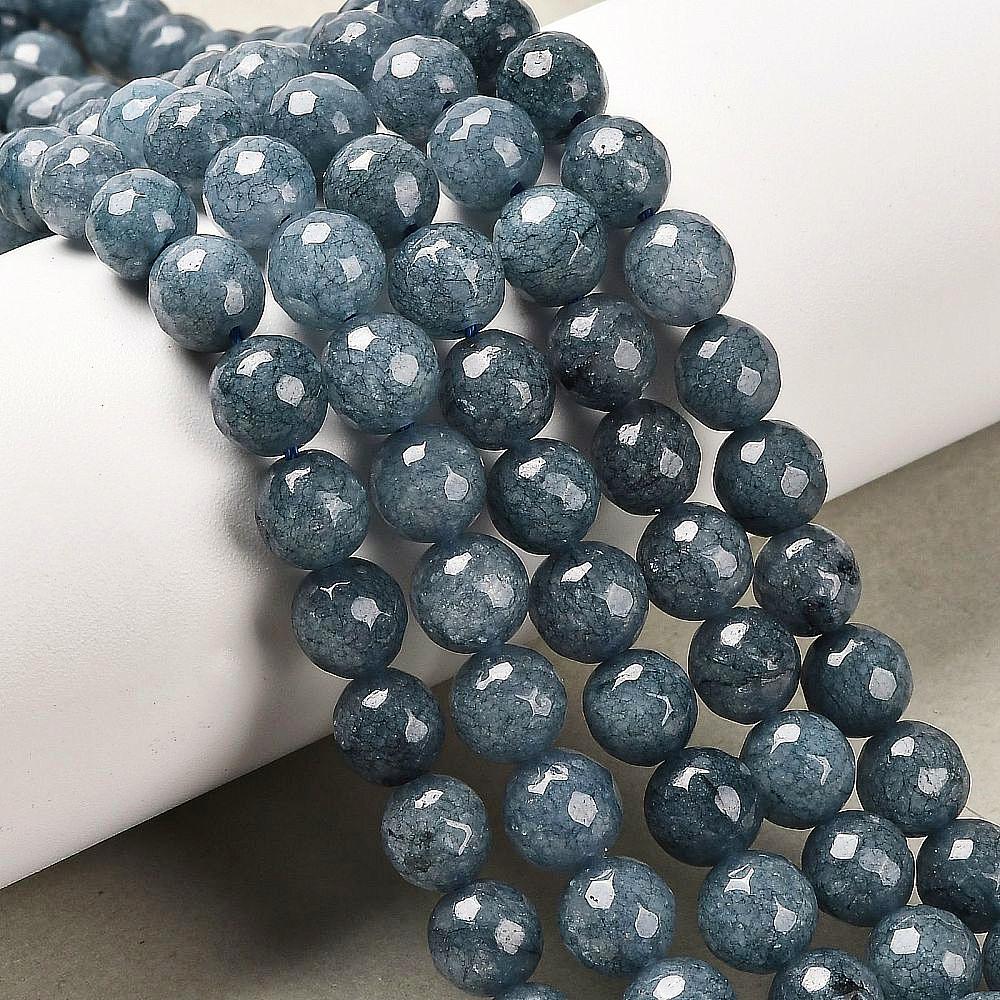Malaysian Natural Jade — Faceted Beads 8mm | Cadet Blue | Strand ~37 cm