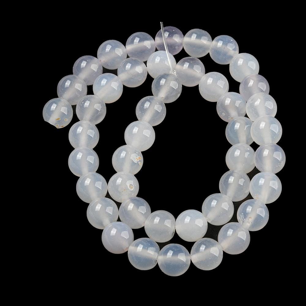 Natural White Agate — Round Beads 6/8mm | Strand ~40 cm