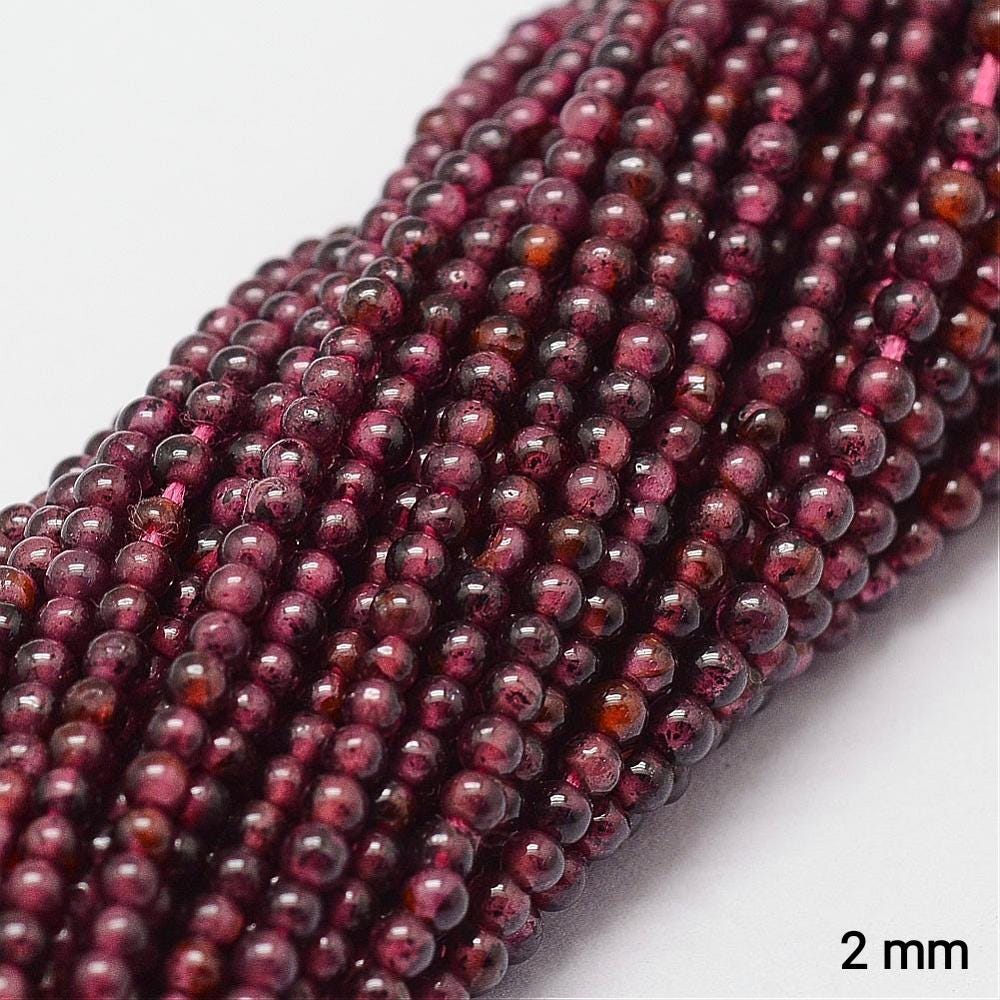 Natural Garnet — Round Beads 2mm | Strand ~38 cm