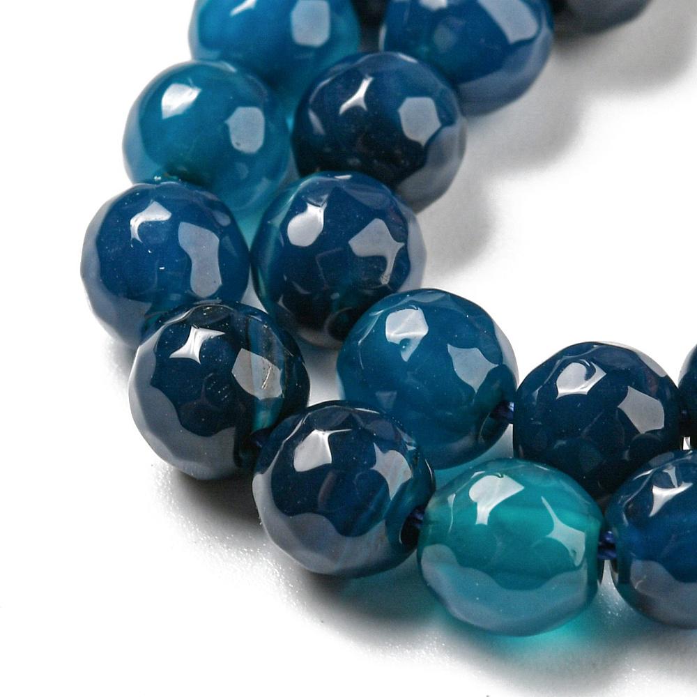 Natural Faceted Agate 6mm — Magenta, Marine Blue, Colorful | Strand ~37 cm