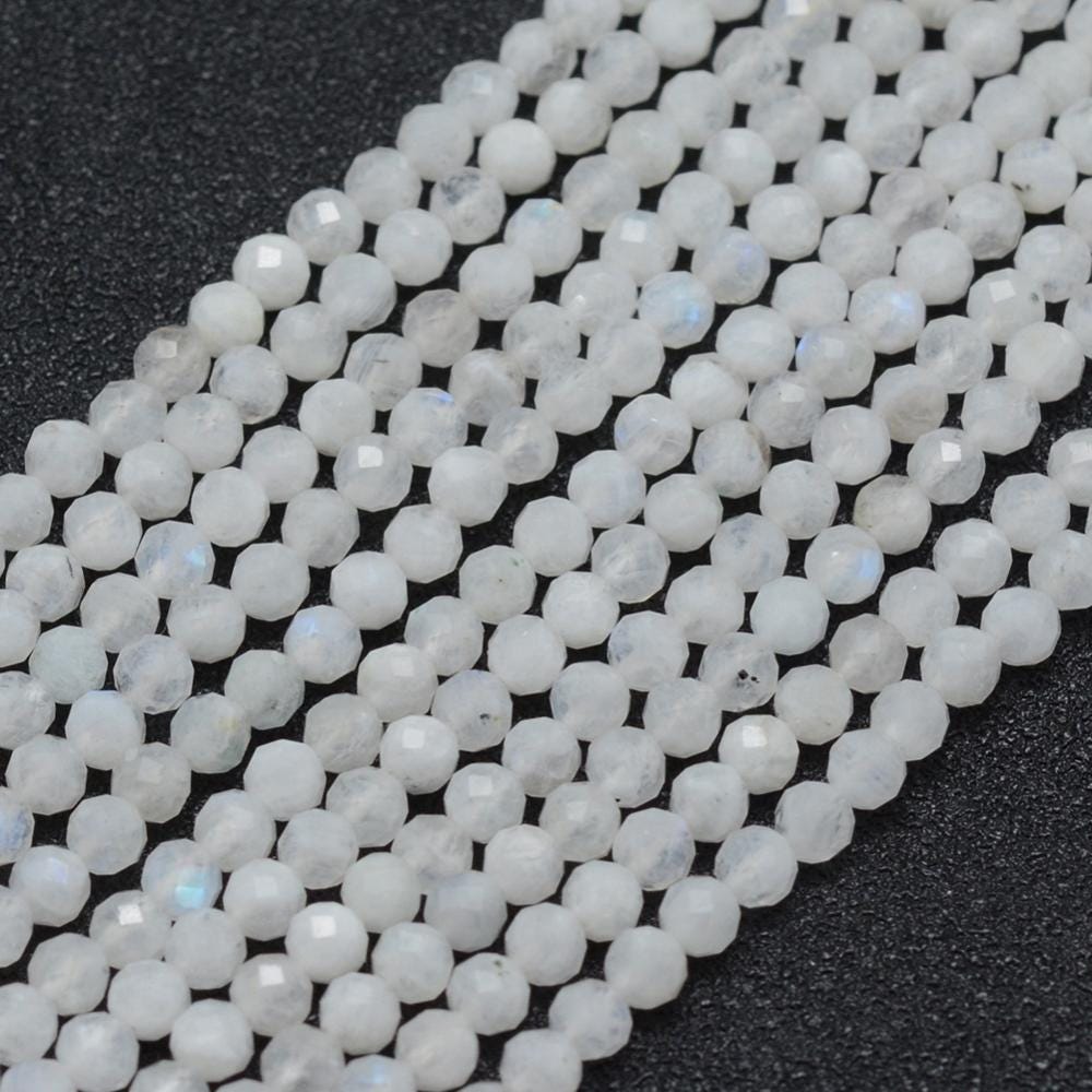 Natural Rainbow Moonstone — Faceted Beads 2/3/4mm | Strand ~39 cm