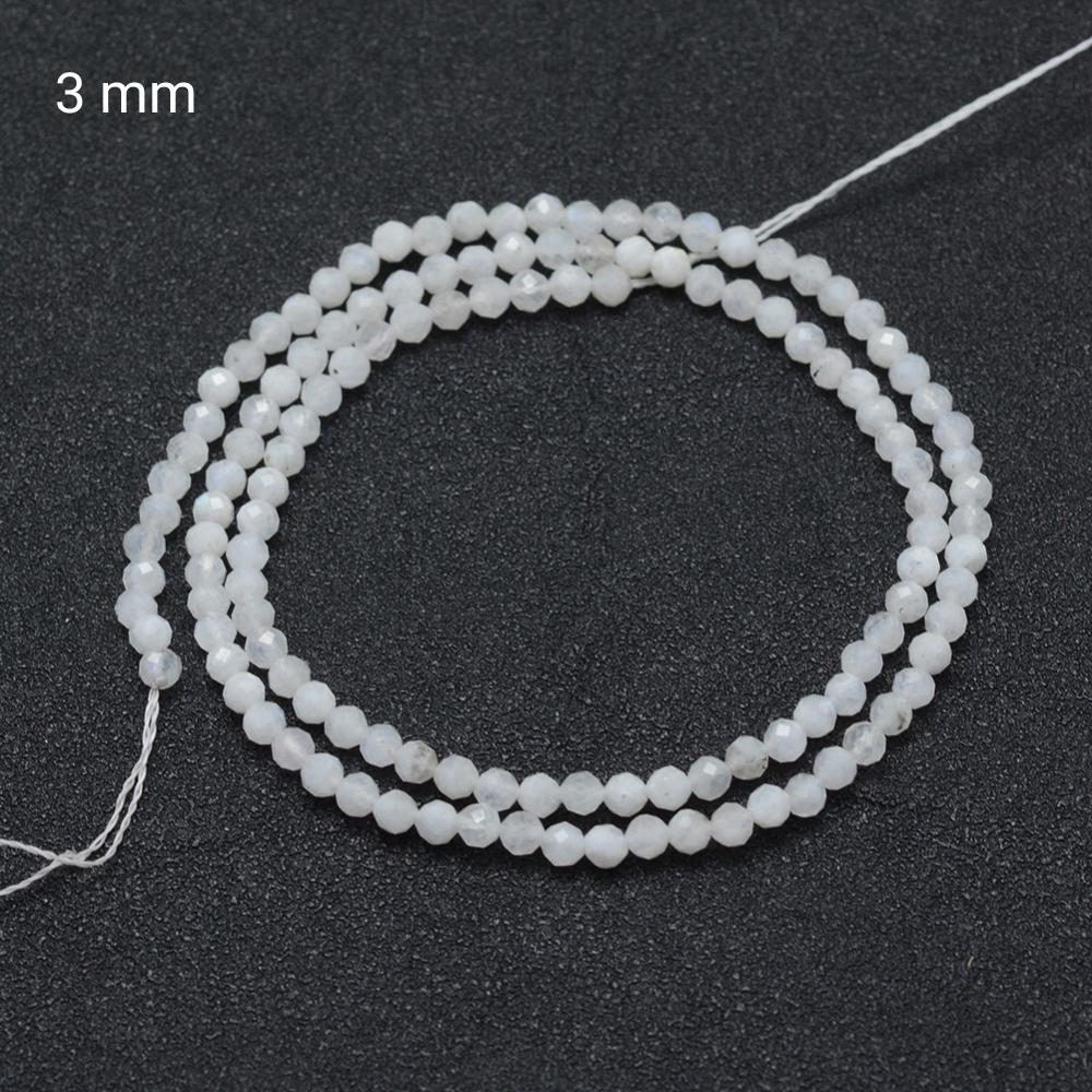 Natural Rainbow Moonstone — Faceted Beads 2/3/4mm | Strand ~39 cm