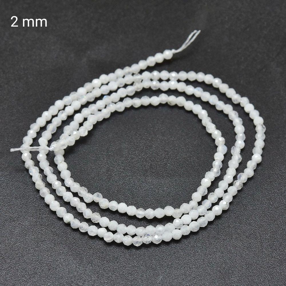 Natural Rainbow Moonstone — Faceted Beads 2/3/4mm | Strand ~39 cm