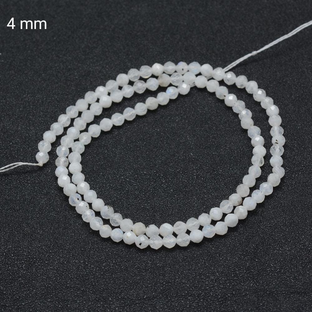 Natural Rainbow Moonstone — Faceted Beads 2/3/4mm | Strand ~39 cm