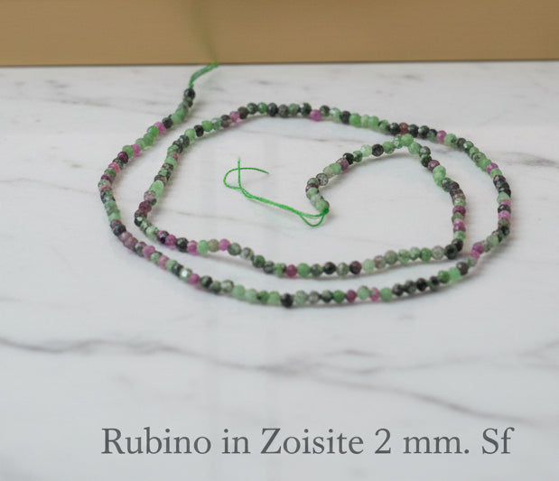 Natural Ruby in Zoisite — Faceted Beads 2/3/4mm | Strand ~39/40 cm