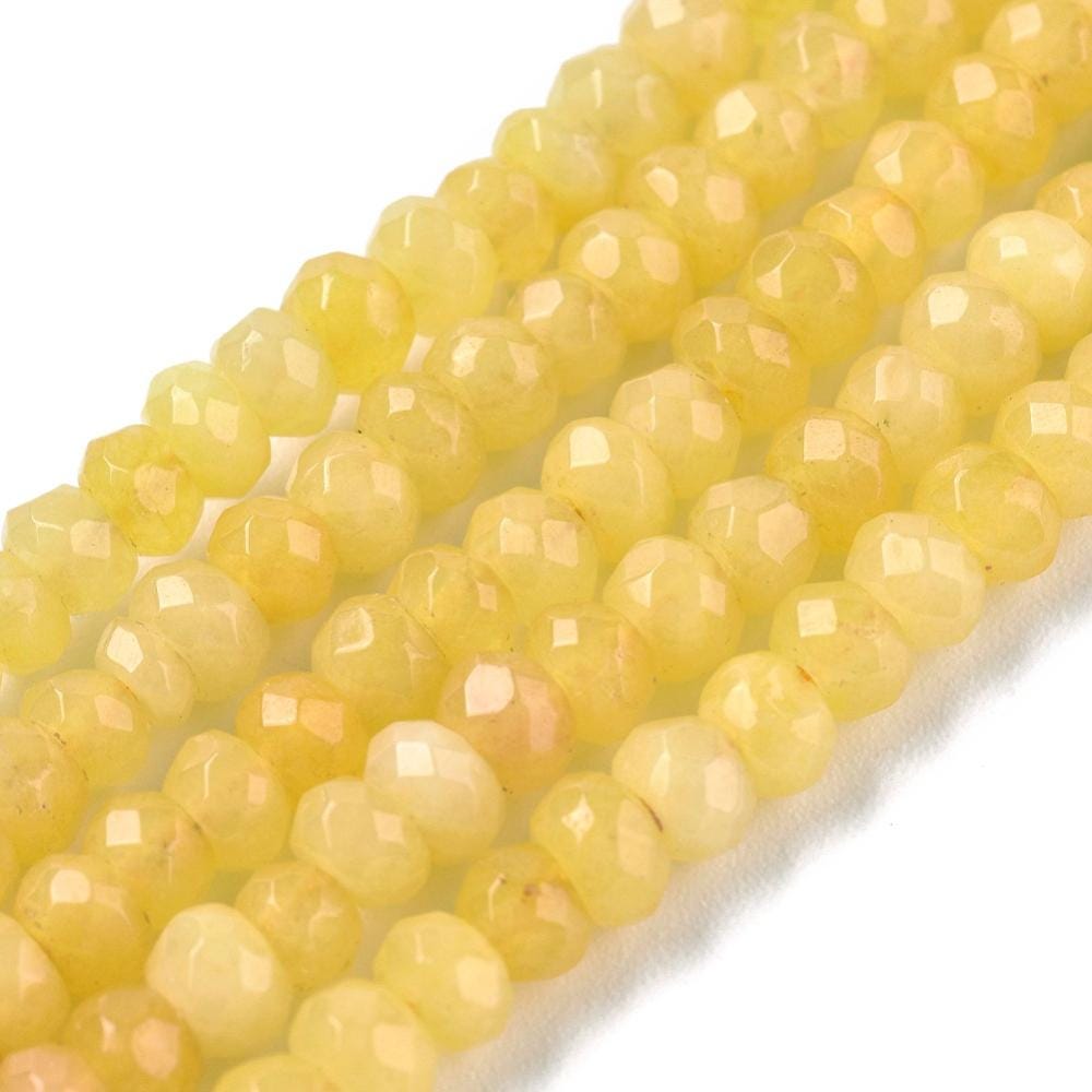 Malaysian Natural Jade — Faceted Rondelles 4x2mm | Gold Yellow | Strand ~36 cm