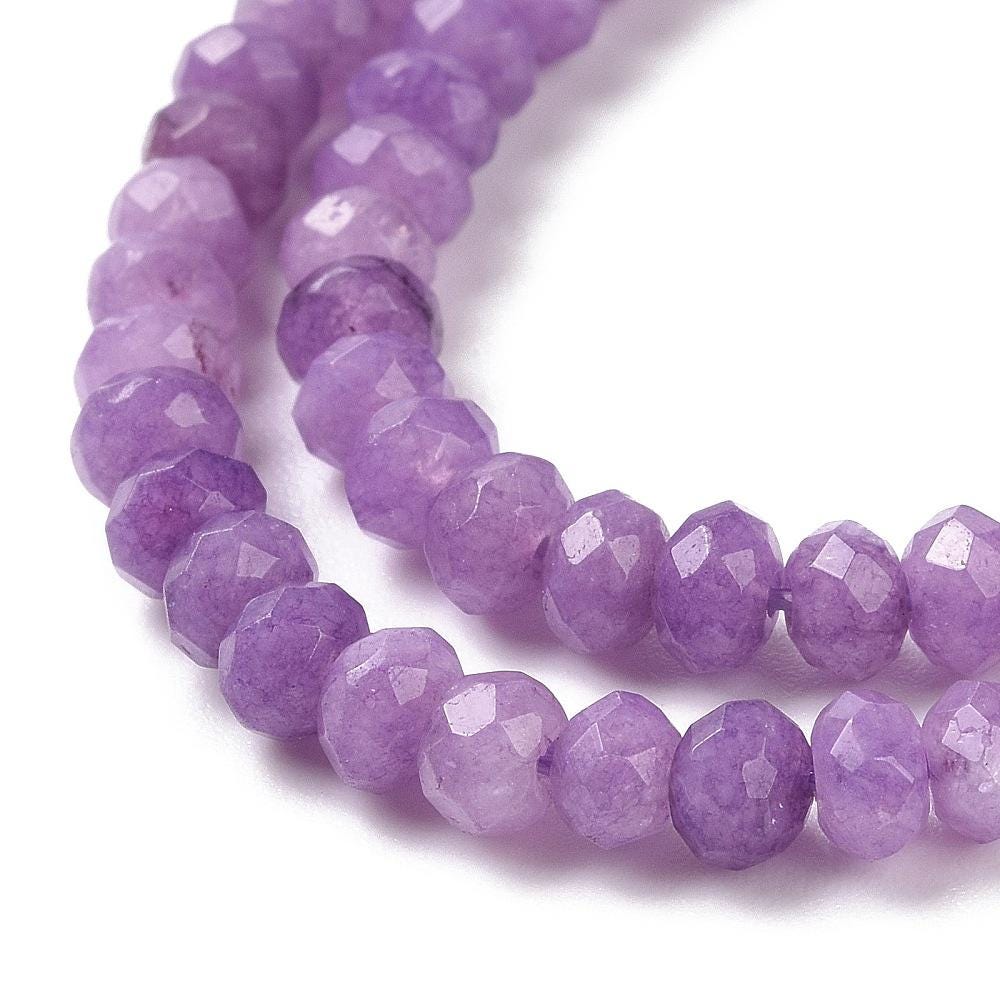 Malaysian Natural Jade — Faceted Rondelles 4x2mm | Dark Purple | Strand ~36 cm