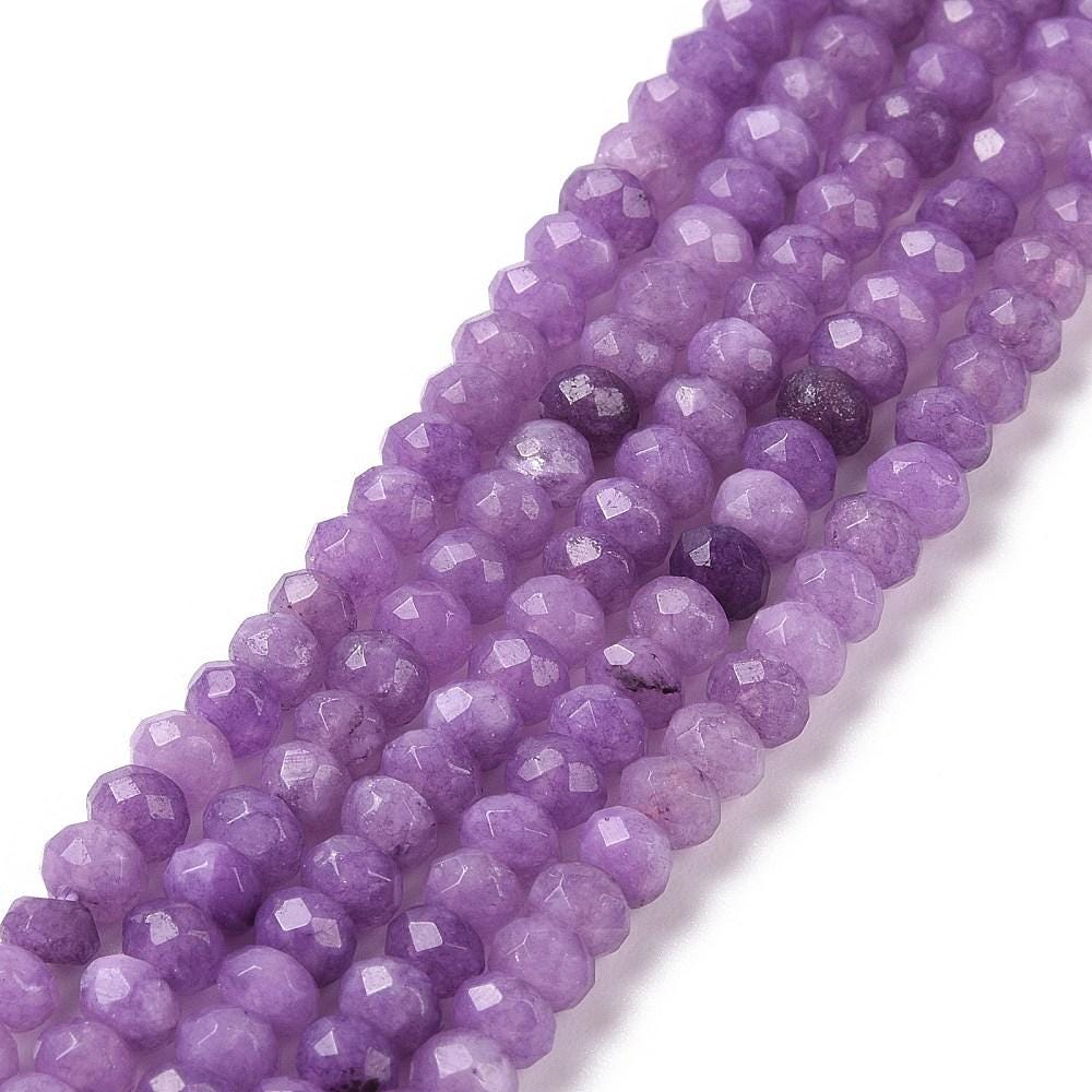 Malaysian Natural Jade — Faceted Rondelles 4x2mm | Dark Purple | Strand ~36 cm