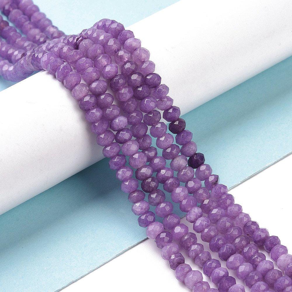 Malaysian Natural Jade — Faceted Rondelles 4x2mm | Dark Purple | Strand ~36 cm