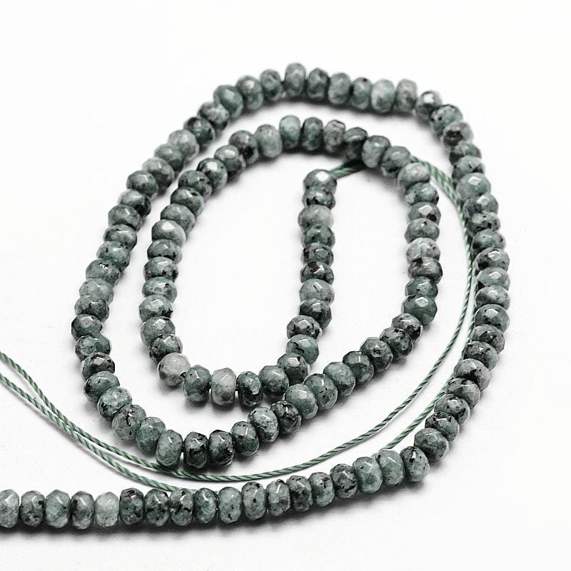 Malaysian Natural Jade — Faceted Rondelles 4x2mm | Lime Grey | Strand ~36 cm