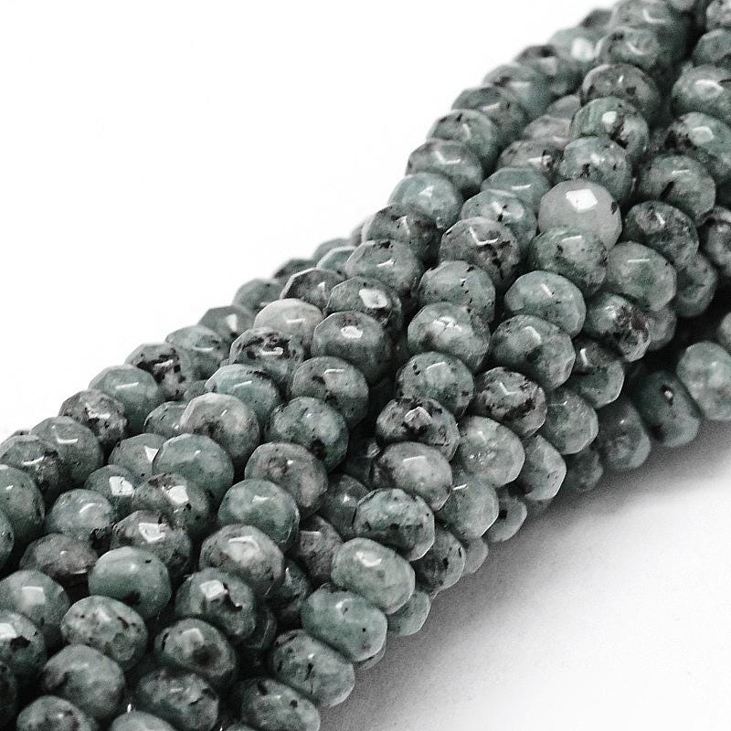 Malaysian Natural Jade — Faceted Rondelles 4x2mm | Lime Grey | Strand ~36 cm