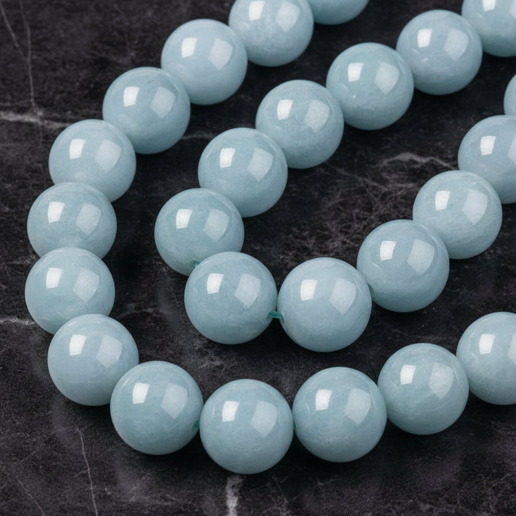 Natural Aquamarine Chalcedony — Round Beads 6/8/10/12mm | Strand ~38 cm