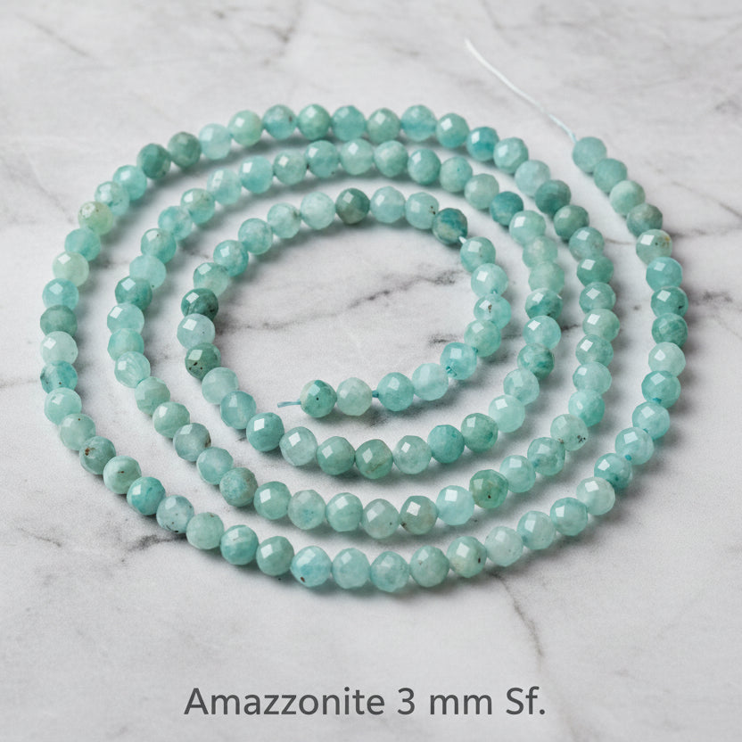 Natural Amazonite — Faceted Beads 2/3mm | Strand ~39 cm