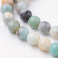 Natural Amazonite Flower — Round Beads 4/6/8/10mm | Strand ~38 cm