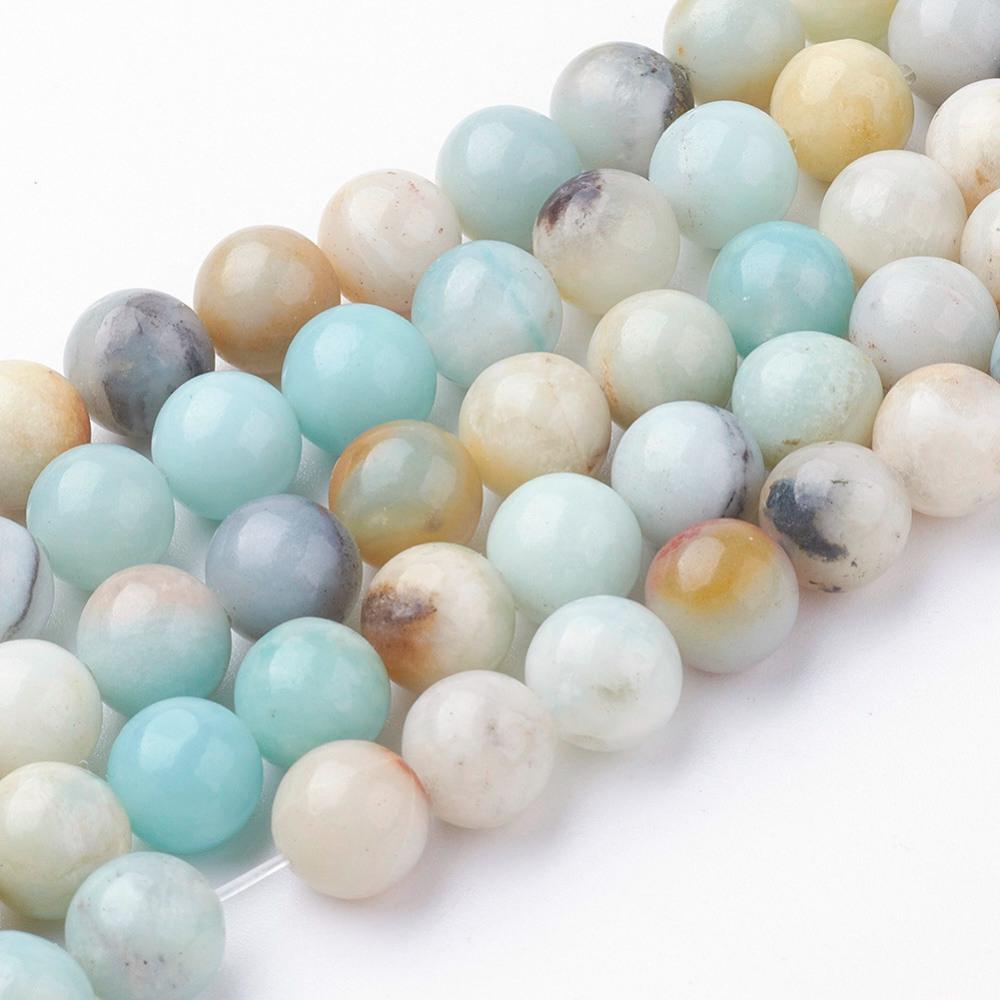 Natural Amazonite Flower — Round Beads 4/6/8/10mm | Strand ~38 cm