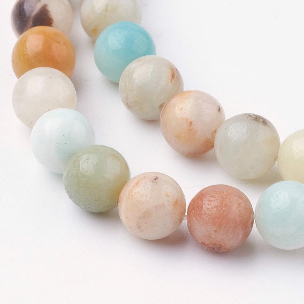 Natural Amazonite Flower — Round Beads 4/6/8/10mm | Strand ~38 cm