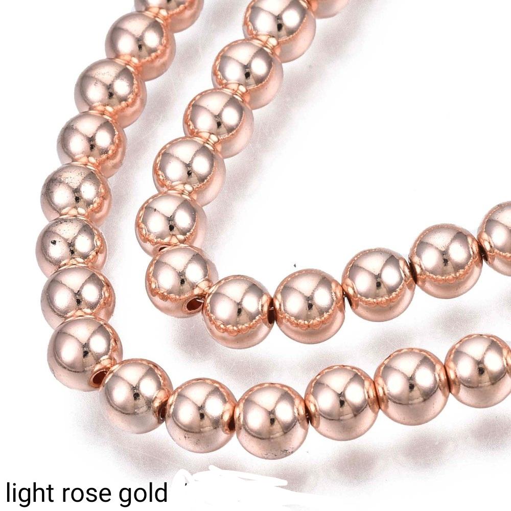 Hematite — Round Beads 2/3/4mm | Golden, Light Gold, Rose Gold, Light Rose Gold | Strand ~40 cm