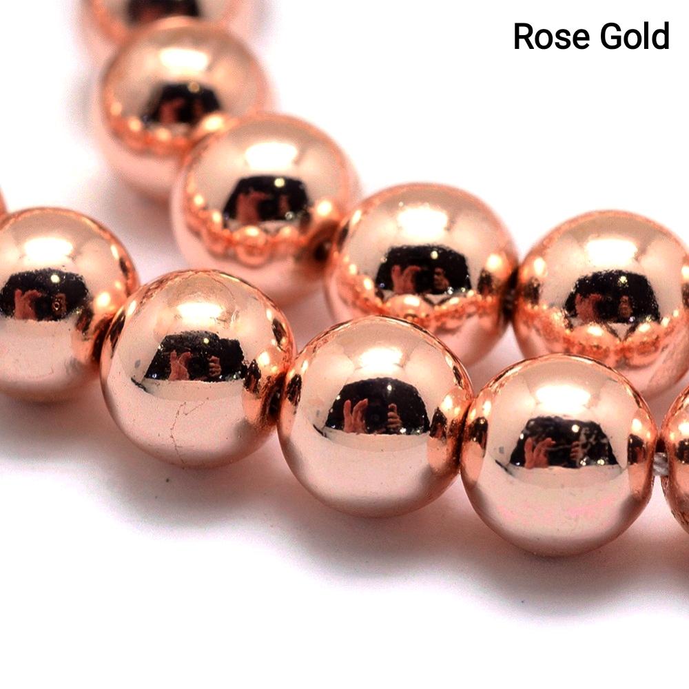 Hematite — Round Beads 2/3/4mm | Golden, Light Gold, Rose Gold, Light Rose Gold | Strand ~40 cm