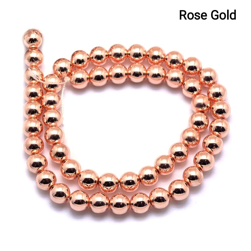 Hematite — Round Beads 2/3/4mm | Golden, Light Gold, Rose Gold, Light Rose Gold | Strand ~40 cm