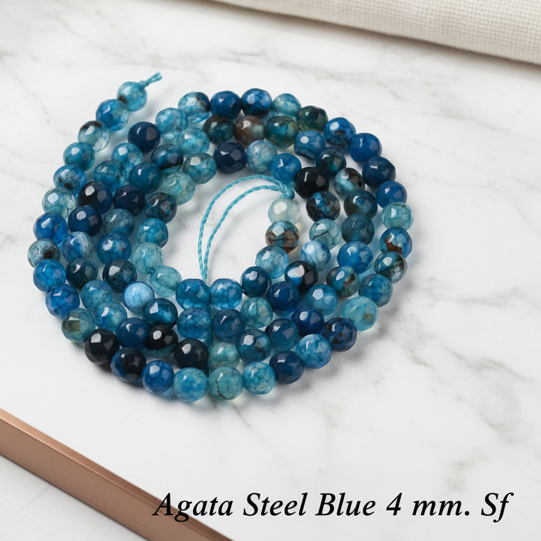 Natural Faceted Agate 4mm — Various Colors | Strand ~37 cm