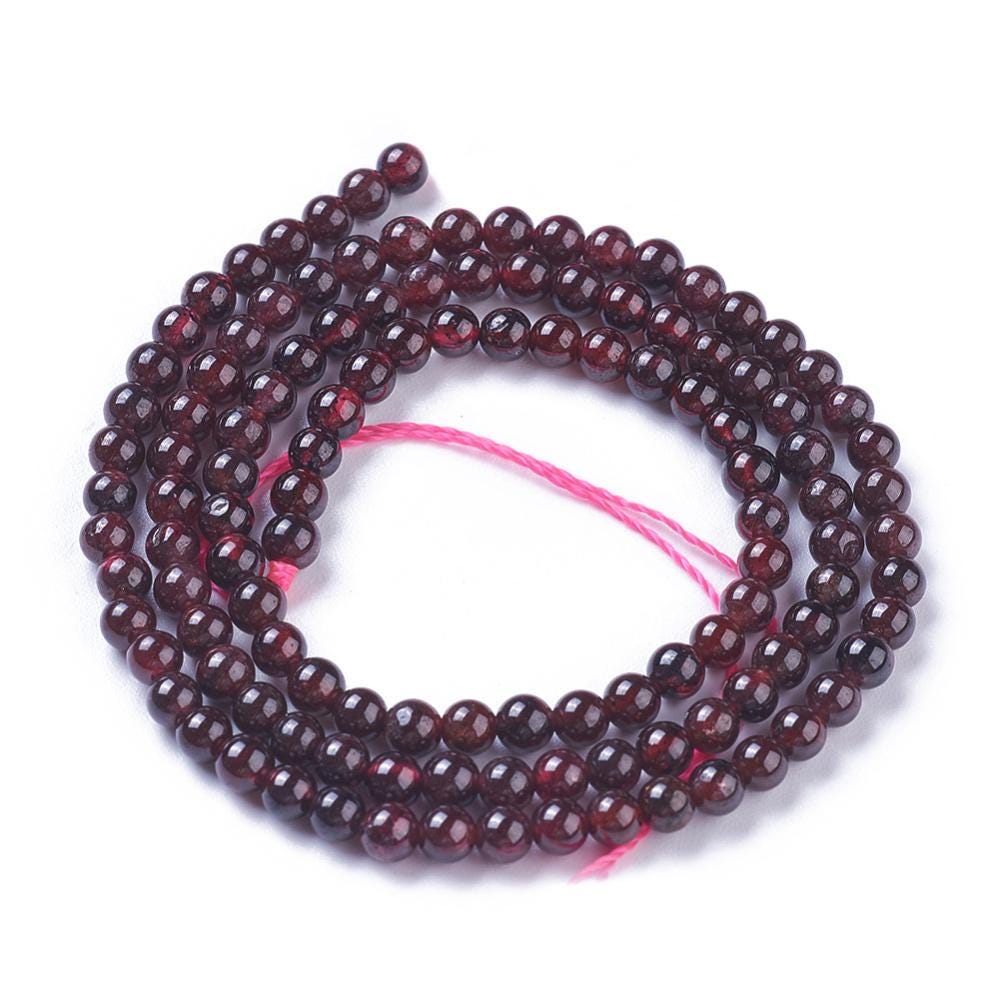 Natural Garnet — Round Beads 4mm | Strand ~40 cm