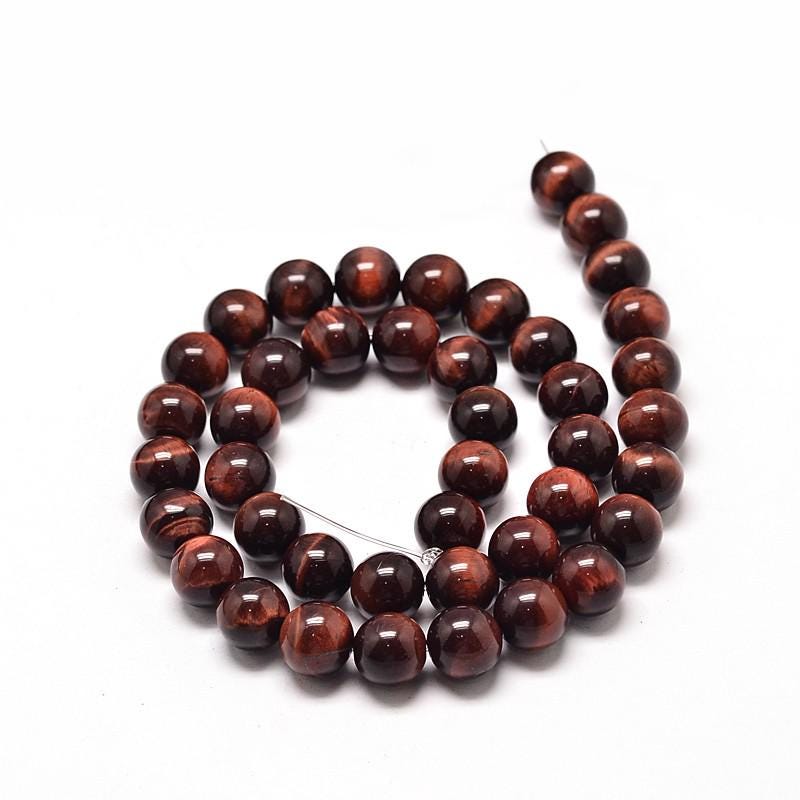 Natural Red Tiger Eye — 8mm Round Beads | Strand ~40 cm