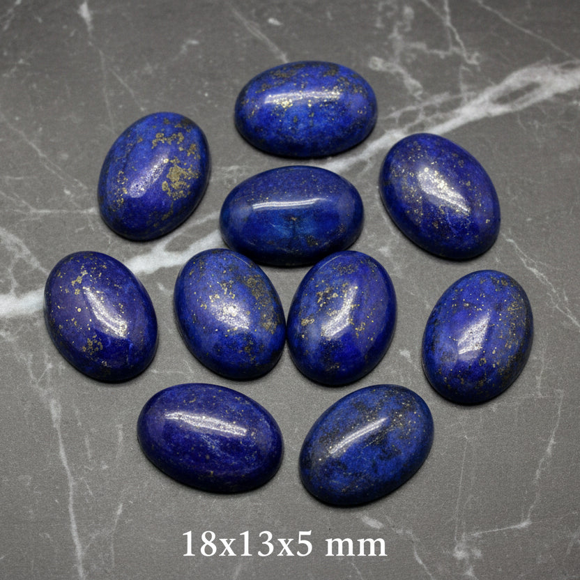 Lapislazzuli Naturale — Cabochon Sfaccettato Ovale 18x13mm e 14x10mm