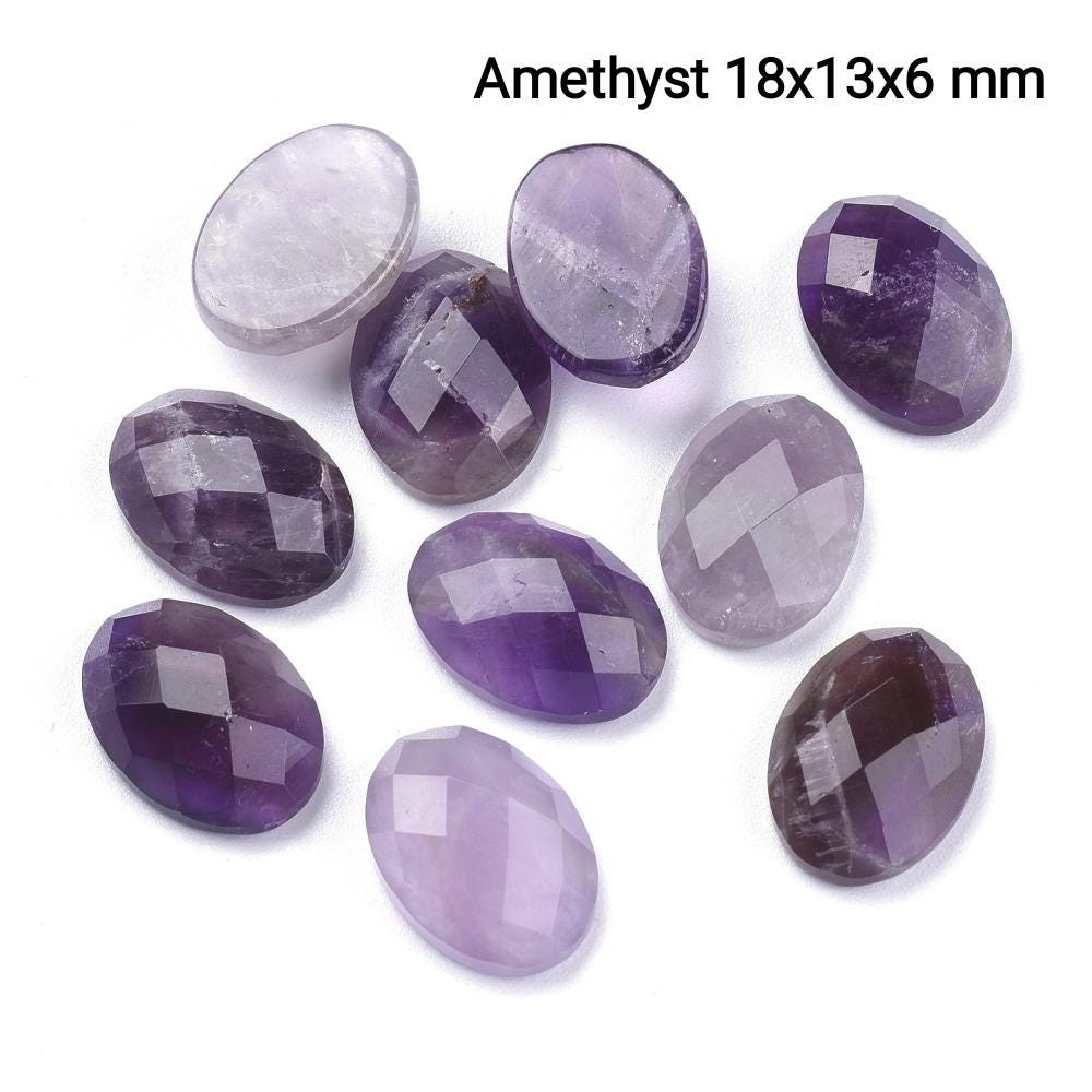 Cabochon sfaccettati 18x13x6 mm. - Lapislazzuli, Ametista, Quarzo Rosa