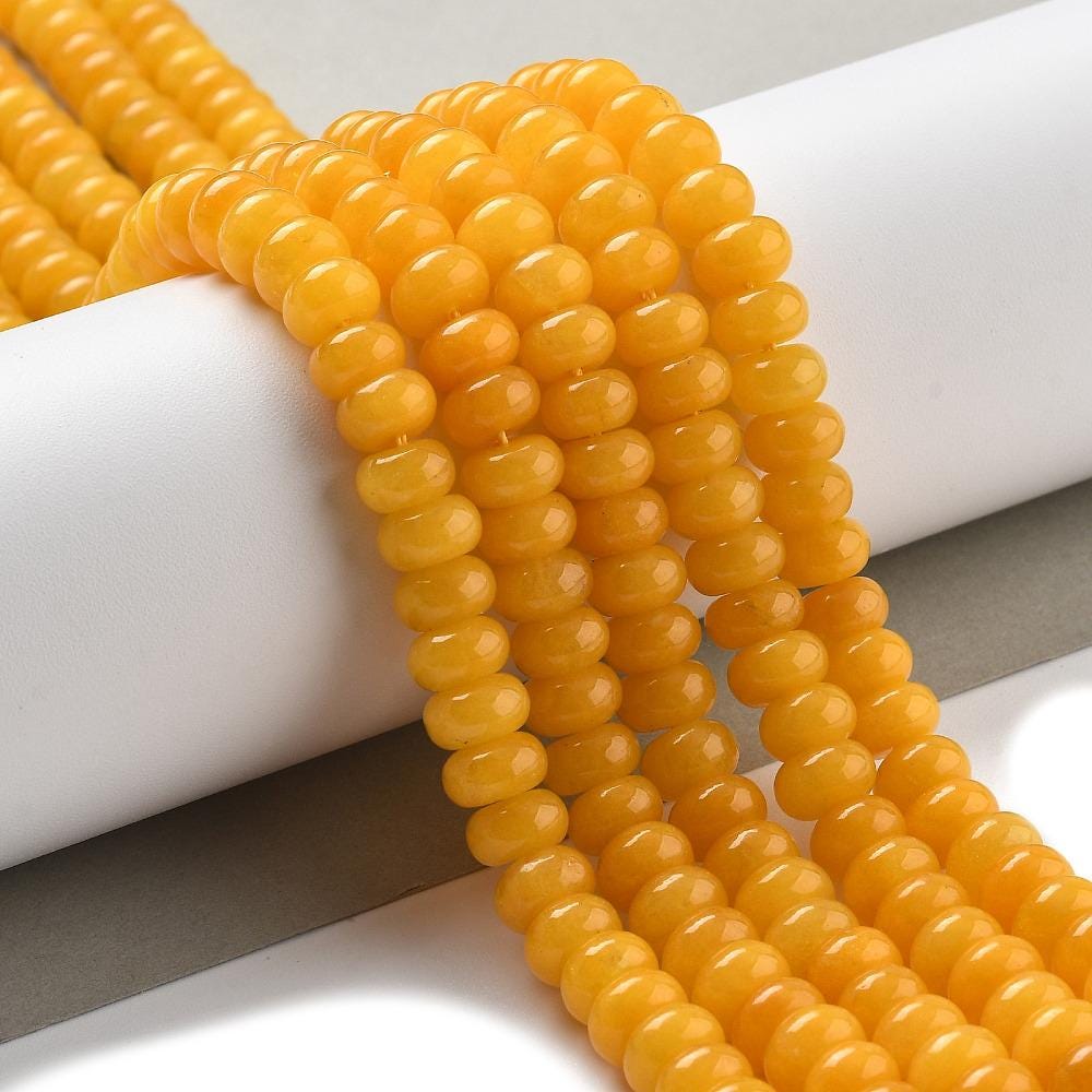 Natural White Jade — Rondelles 8x5mm | Orange | Strand ~39 cm