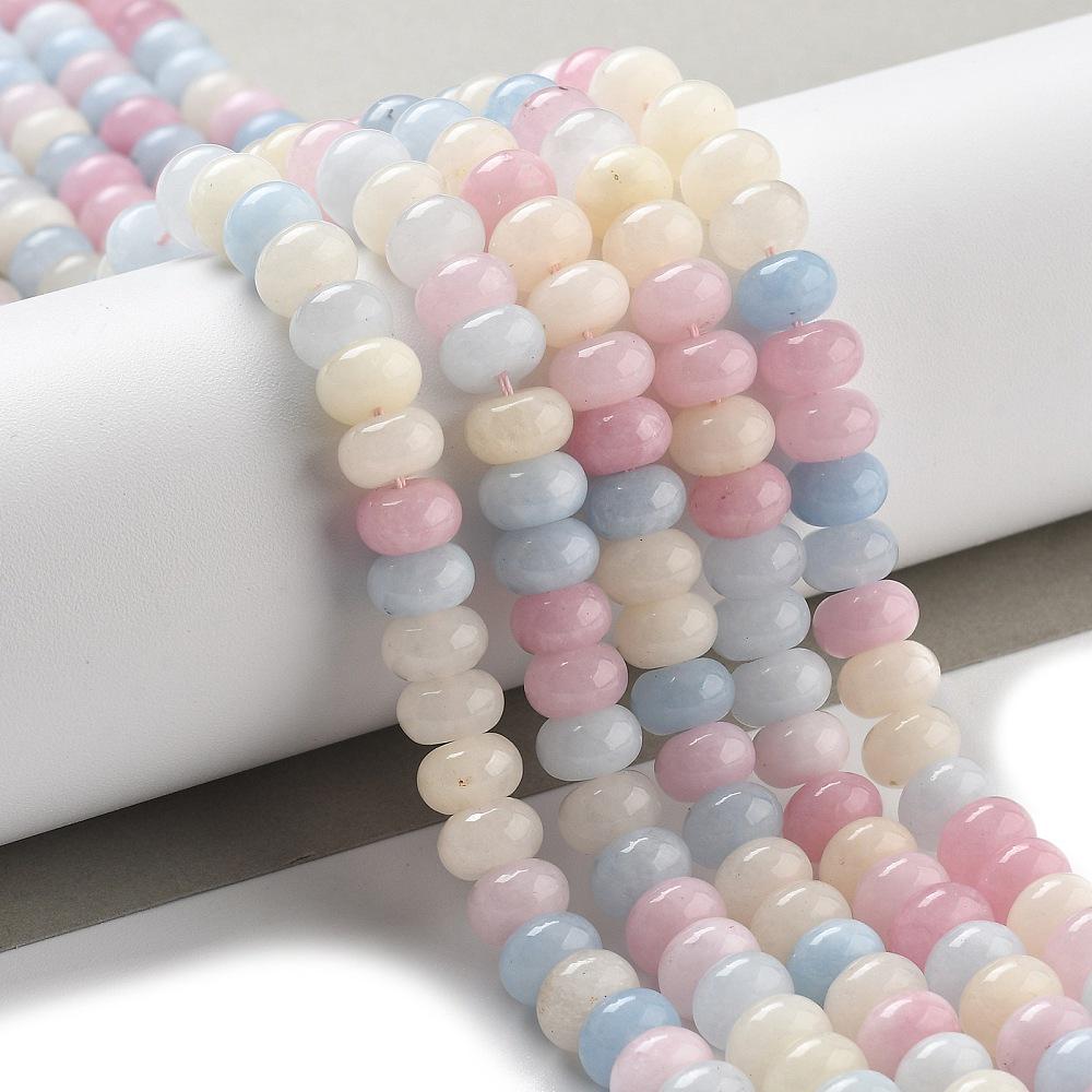 Natural White Jade — Rondelle 8x5mm | Light Multicolor | Strand ~39 cm