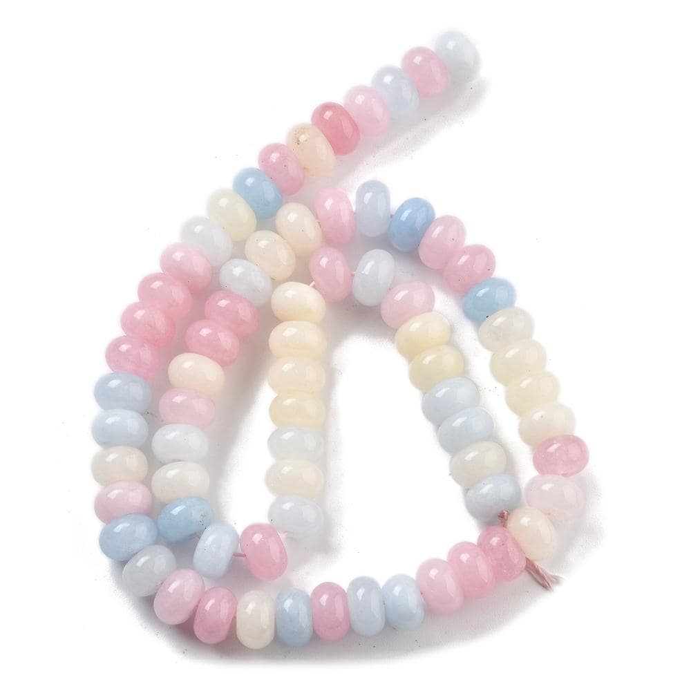 Natural White Jade — Rondelle 8x5mm | Light Multicolor | Strand ~39 cm