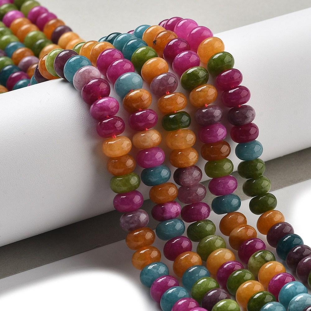 Natural White Jade — Rondelles 8x5mm | Multicolor | Strand ~39 cm