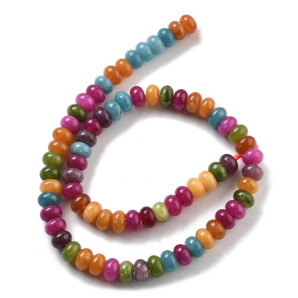 Natural White Jade — Rondelles 8x5mm | Multicolor | Strand ~39 cm