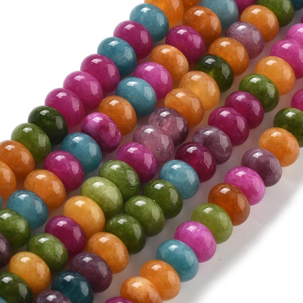Natural White Jade — Rondelles 8x5mm | Multicolor | Strand ~39 cm