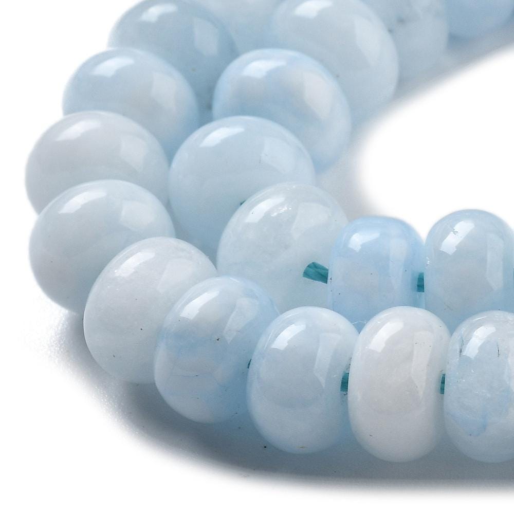 Natural White Jade — Rondelle 8x5mm | Light Blue | Strand ~39 cm