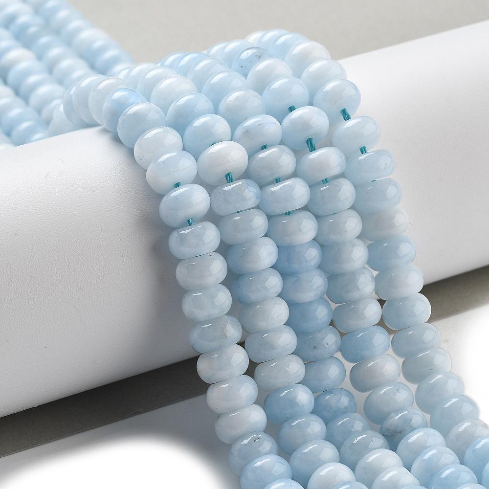 Natural White Jade — Rondelle 8x5mm | Light Blue | Strand ~39 cm