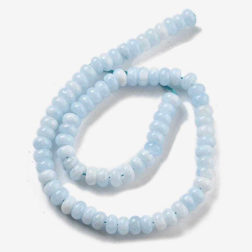 Natural White Jade — Rondelle 8x5mm | Light Blue | Strand ~39 cm