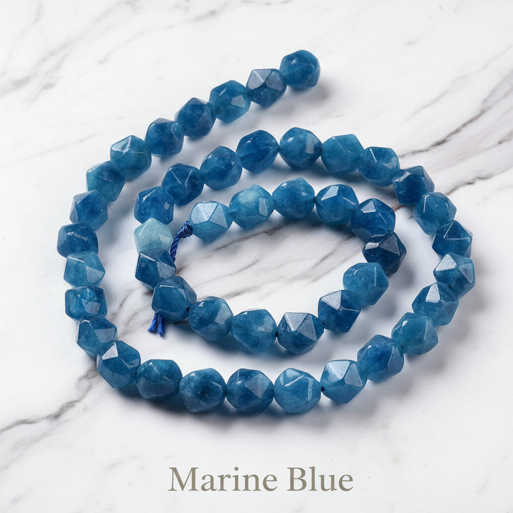 Quartz — Faceted Beads 8mm | Marine Blue, Steel Blue, Plum, Sandy Brown, Yellow Green