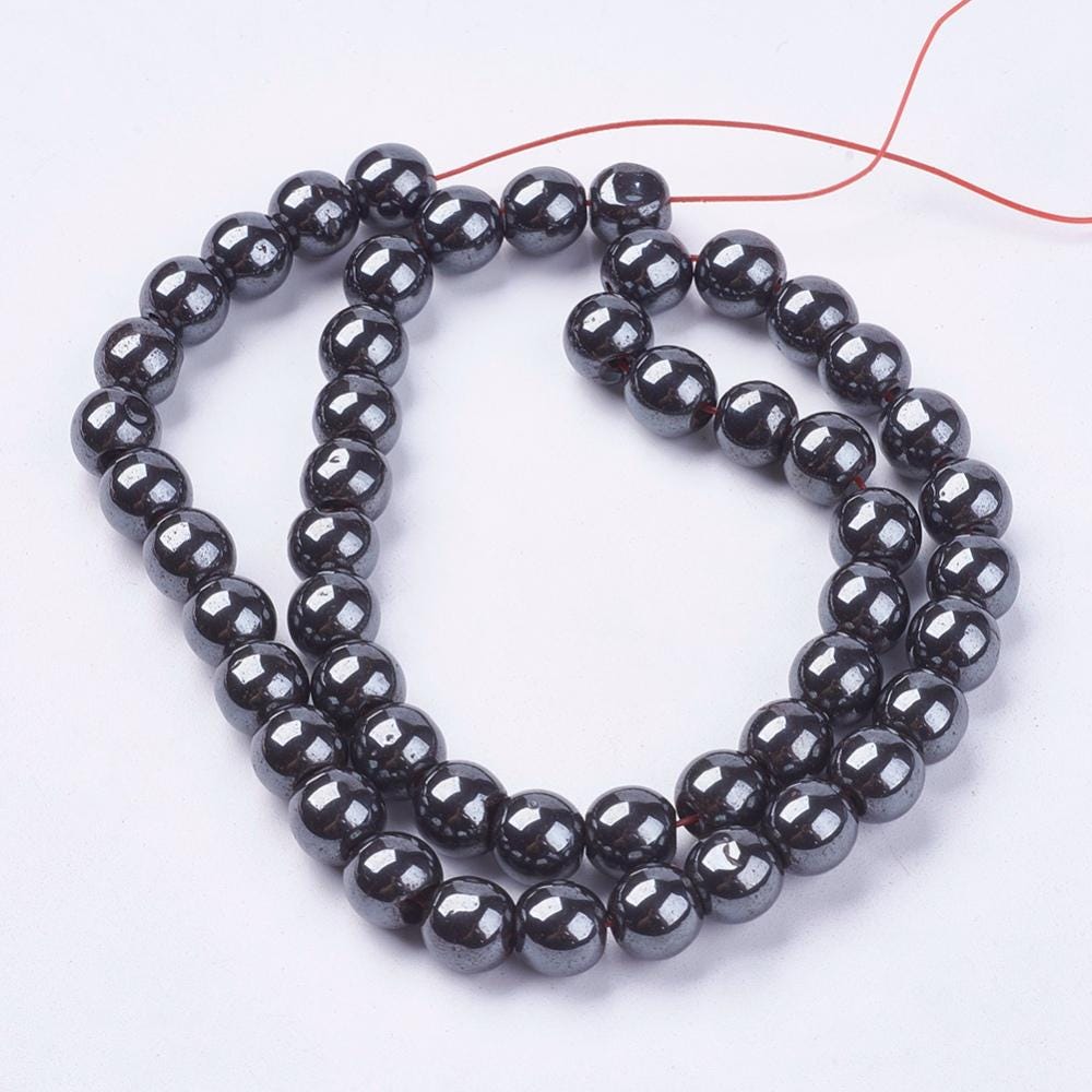 Hematite — Round Black Beads 4/6/8mm | Strand ~38 cm