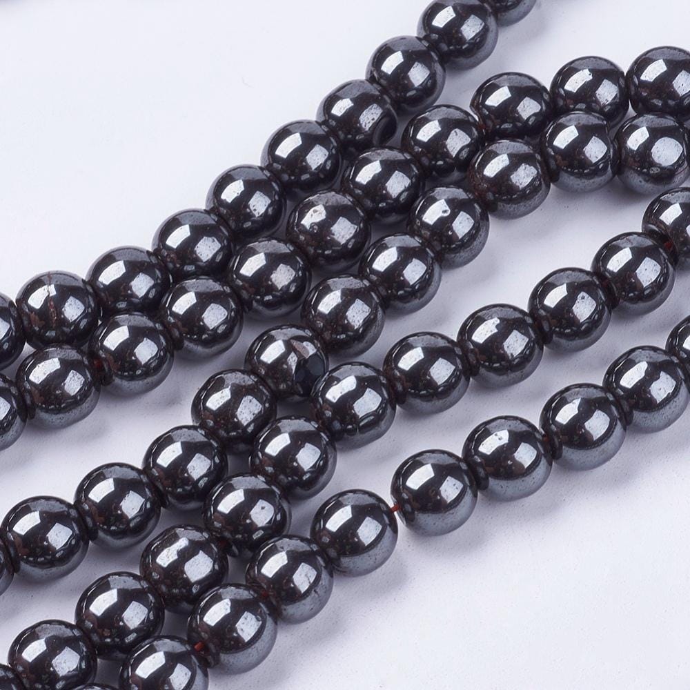 Hematite — Round Black Beads 4/6/8mm | Strand ~38 cm